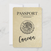 Champagne Cancun Passport Save the Date (Rückseite)