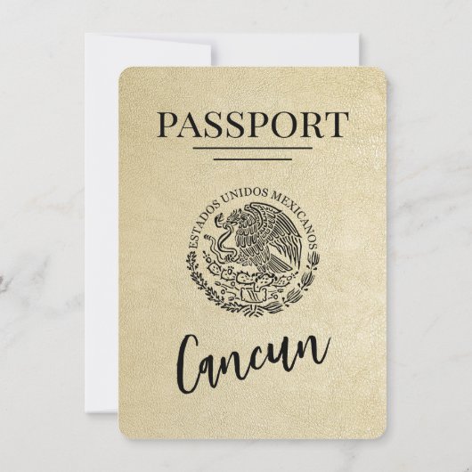 Champagne Cancun Passport Save the Date (Rückseite)