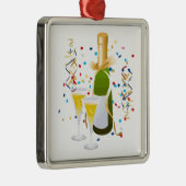Champagne Celebration Silbernes Ornament (Rechts)