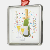 Champagne Celebration Silbernes Ornament (Links)