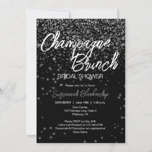 Champagne Champagne Brunch Brautparty Silver Bokeh Einladung