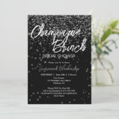 Champagne Champagne Brunch Brautparty Silver Bokeh Einladung (Stehend Vorderseite)