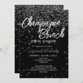 Champagne Champagne Brunch Brautparty Silver Bokeh Einladung (Vorne/Hinten)