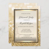 Champagne Champagne Glass Gold Bokeh Rente Einladung (Vorne/Hinten)