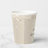 Champagne Champagne Glitzer Tropfen Script Brautpa Pappbecher (Rechts)