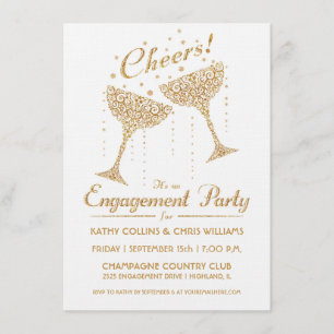 Champagne Cheer Verlobungseinladung II Einladung