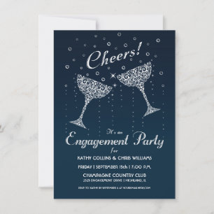 Champagne Cheer Verlobungsfeier-Einladung Einladung