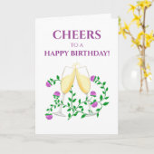 CHAMPAGNE CHEERS BIRTHDAY CARD KARTE (Gelbe Blume)