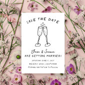 Champagne Cheers Handgezeichnet Niedlich Custom Save The Date