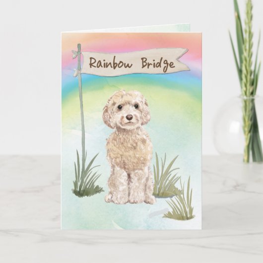 Champagne Cockapoo Beileid über Regenbogen Karte (Vorderseite)