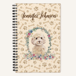 Champagne Cockapoo Dog Paw Print & Floral Niedlich Notizblock