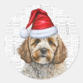 Champagne Cockapoo Dog Weihnachten Runder Aufkleber (Vorderseite)