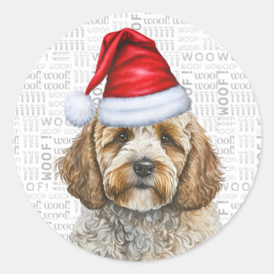 Champagne Cockapoo Dog Weihnachten Runder Aufkleber