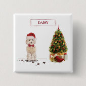 Champagne Cockapoo Funny Christmas Dog mit Tree Button (Vorderseite)