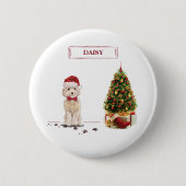 Champagne Cockapoo Funny Christmas Dog mit Tree Button (Vorderseite)
