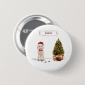 Champagne Cockapoo Funny Christmas Dog mit Tree Button (Vorne & Hinten)