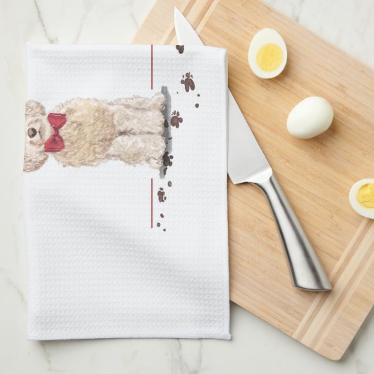 Champagne Cockapoo Funny Christmas Dog mit Tree Geschirrtuch (Viertel Falte)