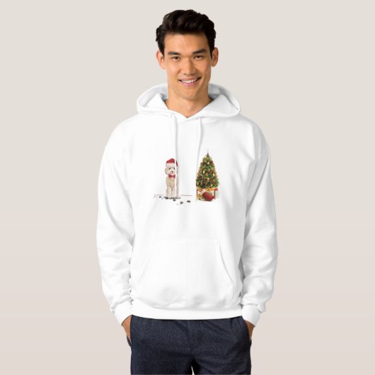 Champagne Cockapoo Funny Christmas Dog mit Tree Hoodie (Vorne ganz)