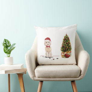 Champagne Cockapoo Funny Christmas Dog mit Tree Kissen