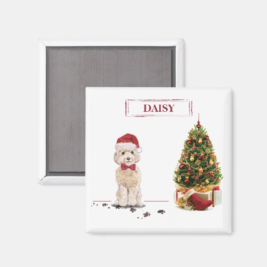 Champagne Cockapoo Funny Christmas Dog mit Tree Magnet (Vorderseite/Rückseite)