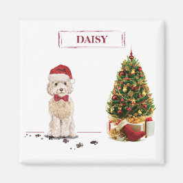 Champagne Cockapoo Funny Christmas Dog mit Tree Magnet