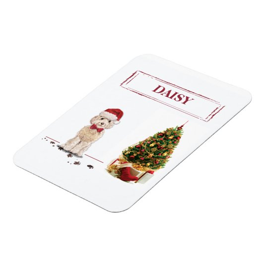 Champagne Cockapoo Funny Christmas Dog mit Tree Magnet (Linke Seite)