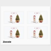 Champagne Cockapoo Funny Christmas Dog mit Tree Rechteckiger Aufkleber (Blatt)