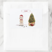 Champagne Cockapoo Funny Christmas Dog mit Tree Rechteckiger Aufkleber (Tasche)