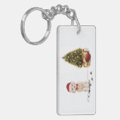 Champagne Cockapoo Funny Christmas Dog mit Tree Schlüsselanhänger (Vorderseite links)