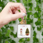 Champagne Cockapoo Funny Christmas Dog mit Tree Schlüsselanhänger (Hand)