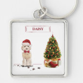 Champagne Cockapoo Funny Christmas Dog mit Tree Schlüsselanhänger (Vorne)