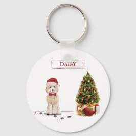 Champagne Cockapoo Funny Christmas Dog mit Tree Schlüsselanhänger