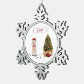Champagne Cockapoo Funny Christmas Dog mit Tree Schneeflocken Zinn-Ornament (Rechts)