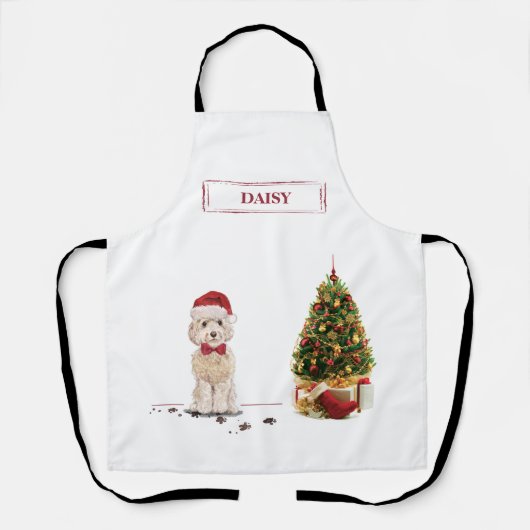 Champagne Cockapoo Funny Christmas Dog mit Tree Schürze (Vorderseite)