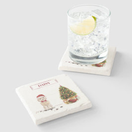 Champagne Cockapoo Funny Christmas Dog mit Tree Steinuntersetzer