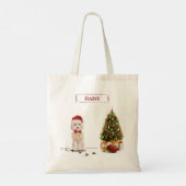 Champagne Cockapoo Funny Christmas Dog mit Tree Tragetasche (Rückseite)