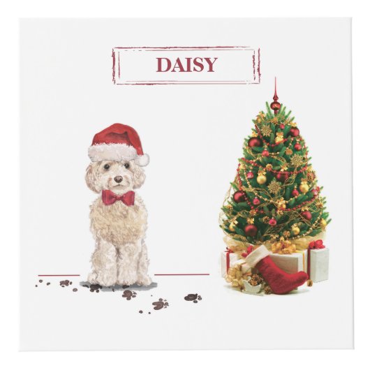 Champagne Cockapoo Funny Christmas Dog mit Tree Würfel (Rechts)