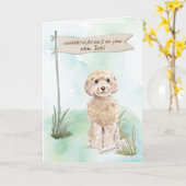 Champagne Cockapoo Herzlichen Glückwunsch zum neue Karte (Gelbe Blume)