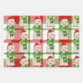 Champagne Cockapoo Weihnachtshund und Kariert Geschenkpapier Set (Vorderseite 3)