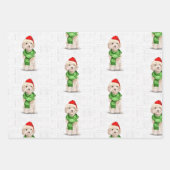 Champagne Cockapoo Weihnachtshund und Kariert Geschenkpapier Set (Vorderseite 2)