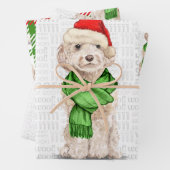 Champagne Cockapoo Weihnachtshund und Kariert Geschenkpapier Set (Beispiel)