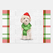 Champagne Cockapoo Weihnachtshund und Kariert Geschenkpapier Set (Vorderseite)