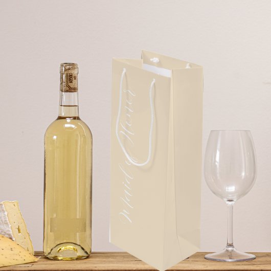 Champagne Color Stilisierte Script-Trauzeugin Geschenktüte Für Weinflaschen