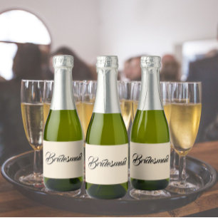 Champagne Color Stilisierte Script Wedding Bridesm Schaumweinetikett