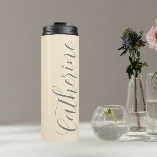 Champagne Color Stilisierte Script Wedding Bridesm Thermosbecher