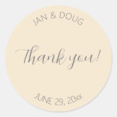 Champagne Color Stylized Wedding Vielen Dank Runder Aufkleber (Vorderseite)