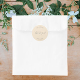 Champagne Color Stylized Wedding Vielen Dank Runder Aufkleber