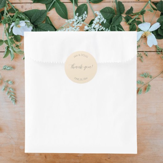 Champagne Color Stylized Wedding Vielen Dank Runder Aufkleber