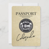 Champagne Colorado Passport Wedding Einladung (Rückseite)