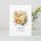 Champagne Colored Floral Wedding Dankeskarte (Stehend Vorderseite)